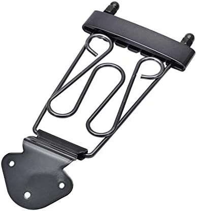 FarBoat 6 String Trapeze Tailpiece Guitar Bridge with Screws Vine Pattern for Jazz Archtop Electric Guitars (Black)