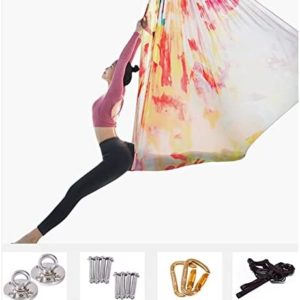 Aerial Hammock, 5.5 Yards Premium Aerial Silk Fabric Pilates Inversion Gymnastic Aerial Fitness Rig Include Daisy Chain,Carabiner XJJUN (Color : J, Size : 5m)