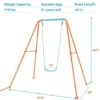 Costzon Swing Frame Stand with Swing Seat, A-Frame Swing Sets for Backyard All Weather w/Ground Stakes, Non-Slip Seat, Toddler Swing Set Great for Indoor Outdoor Garden Playground (Orange) - Image 5