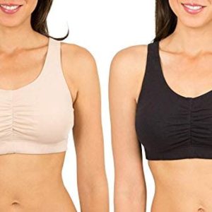 Fruit of the Loom Women's Shirred Front Sport Bra With Removable Pads, 2-Pack