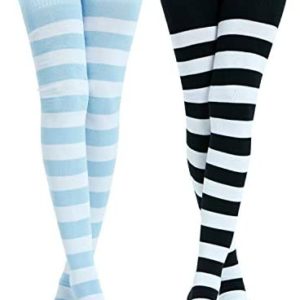 Kayhoma Extra Long Cotton Stripe Thigh High Socks Over the Knee High Socks