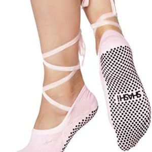 SHASHI Ballet Tie Grip Socks for Women – Non Slip Socks – Velvet Ribbon Socks w/Storage Pouch - Yoga, Pilates, Barre