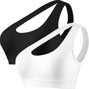 Geyoga 2 Pieces Women One Shoulder Sports Bra One Strap Bra Sports Tank Tops for Yoga Gym Running Workout