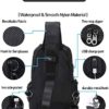 Small Black Sling Crossbody Backpack Shoulder Bag for Men Women, Lightweight One Strap Backpack Sling Bag Backpack for Hiking Walking Biking Travel Cycling USB Charger Port-Nylon - Image 3
