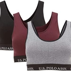U.S. Polo Assn. Womens Bras 3-Pack - Wireless Bras for Women - Sports Bras for Women Multipack