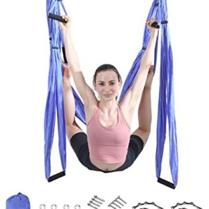 Aerial Yoga Swing Set Yoga Hammock Trapeze Sling Inversion Tool for Indoor Home Fitness (Purple)