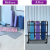 MM MELISEN Yoga Mat Storage Rack, Home Gym Studio Organizer Cart for Foam Roller, Yoga Strap and Resistance Bands, Movable Black Sports Equipment Storage Rack with Wheels - Image 3