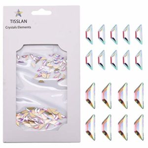 100pcs Mix Size Sparkling Crystal Ab Flatback Rhinestone Crystal Trapeze Shape Glass Gem for Nails