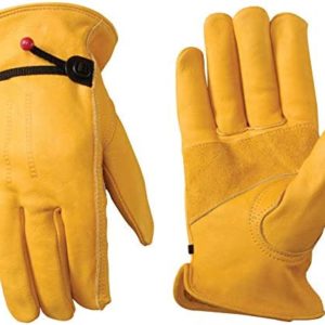 Wells Lamont mens Leather Work Gloves with Wrist Closure DIY Yardwork Construction Motorcycle Large Wells Lamont, Saddletan, Large Pack of 1 US