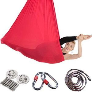 ZCXBHD Aerial Yoga Yoga Hammock Set 5m X2.8m Nylon Hammock Fitness with 350 KG Load for Inversion Exercise Pilates Gymnastics (Color : Red)