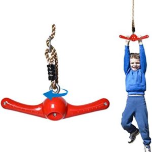 Gardtech 360° Twist Swing, Ninja Line Toys Jungle Gym Accessories - 37 inch Adjustable Slackline Attachments Ninja Warrior Accessories for Playground Backyard Training (Red)