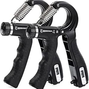 muetxiks Grip Strength Trainer Hand Grip Strengthener Hand Gripper Counting Grip Strength Grip Trainer Hand Grip Hand Strengthener Adjustable Resistance 11-132Lbs Forearm Strengthener 2 Pack
