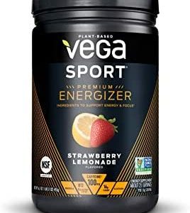 Vega Sport Energizer, Strawberry Lemonade, Pre Workout Powder for Women and Men, Supports Energy and Focus, Electrolytes, Vegan, Keto, Gluten Free, Dairy Free, Non GMO (25 Servings)