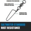 Dr.Fish 20 Pack Fishing Snap Swivels, Ball Bearing Swivels with Stainless Steel Coastlock Snap, Corrosion Resistant Black Nickel Coating, High Strength 26Lb to 503Lb, Saltwater Swivels Fishing Tackle… - Image 4