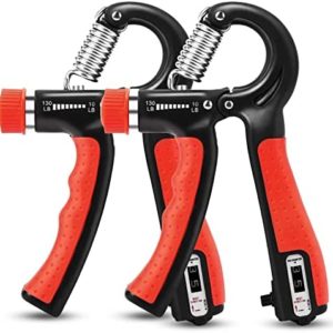 SWELLDOM 2 Pack Grip Strength Trainer with Counter, Adjustable Resistance 10-130Lbs (5-60kg), Non-Slip Gripper,Hand Grip Strengthener for Muscle Building and Injury Recovery