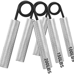 Hand Grip Strengthener 100LB - 200LB 3 Pack Fitness Metal Hand Grip Set, No Slip Heavy-Duty Grip Strength Trainer, Wrist Rehabilitation Developer & Forearm Hand Exerciser, Home Gym