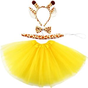 Marrywindix Yellow Giraffe Costume Tutu Set Animal Fancy Dress Costume Kit Halloween Party Dress Up Accessories for Kid
