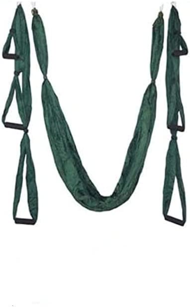 QueenLine Full Set 6 Handles Anti-Gravity Aerial Yoga Ceiling Hammock Flying Swing Trapeze Yoga Inversion Device Home Gym Hanging Belt Atrovirens Russian Federation
