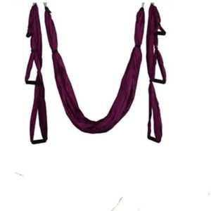 QueenLine Full Set 6 Handles Anti-Gravity Aerial Yoga Ceiling Hammock Flying Swing Trapeze Yoga Inversion Device Home Gym Hanging Belt Dark Purple Russian Federation