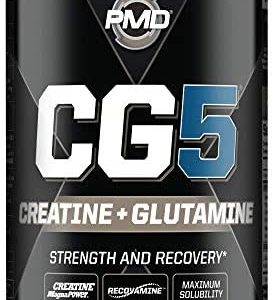 PMD Sports CG5 - Premium Creatine and L Glutamine Powder - Maximum Strength Power Recovery, Build Lean Muscle, Increase Workout Performance - Pre Workout and Post Workout - Unflavored (60 Servings)
