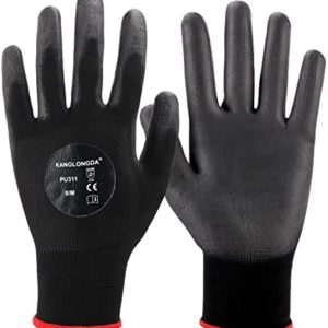 12 Pairs Work Gloves for Men and Women, Firm Grip PU Rubber Coated Working Gloves, Thin Breathable Safety Work Gloves