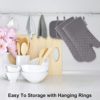 KEGOUU Oven Mitts and Pot Holders 6pcs Set, Kitchen Oven Glove High Heat Resistant 500 Degree Extra Long Oven Mitts and Potholder with Non-Slip Silicone Surface for Cooking (Grey) - Image 4