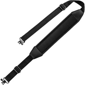 EZshoot Gun Sling 2 Point Sling with Swivels, Comfortable Neoprene Padded, Length Adjustable Rifle Sling for Outdoors Black