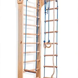 CleverWood Wooden Swedish Ladder - Stall Bars Set for Physical Therapy & Gymnastics with Swing Set and Pull-up Bars - Sport Complex (KN-2)