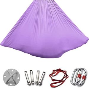 ZRZJBX Yoga DIY Silk Pilates Premium Aerial Silks Equipment Aerial Yoga Cloth Hammock Set Elastic Deluxe Aerial Kit Antigravity Yoga Swing with Carabiner & Daisy Chain Accessories 5x2.8M,K