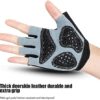OZERO Bike Cycling Gloves Shockproof Gel Pads and Extra Grip Leather Palm - Half Finger Glove for Road Bike/Weightlifting/Workout/Motorcycle/Riding for Men and Women - Image 2