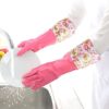 Reusable Dishwashing Gloves,Kitchen Latex Cleaning Gloves, Rubber Waterproof Dishwashing Long Gloves Large 2 Pairs, Flock Lining and Non-Slip Swirl Grip - Image 5