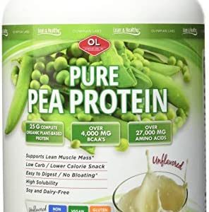 Olympian Labs Plant Based Pea Protein Powder, Unflavored - 25g of Protein, Vegan, Low Net Carbs, Gluten Free, Lactose Free, No Sugar Added, Soy Free, Kosher, Non-GMO, 2 Pound Pea Protein
