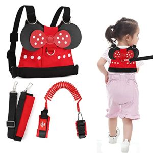 Lehoo Castle Toddler Leash for Walking, Baby Leashes for Toddlers 4-in-1, Kid Leashes for Girls, Child Safety Leash Anti Lost Wrist Link (Minnie)