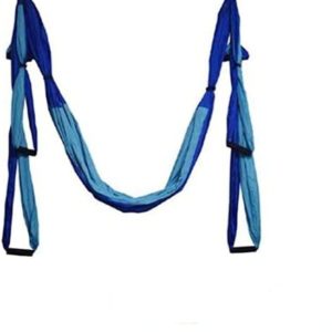 QueenLine Full Set 6 Handles Anti-Gravity Aerial Yoga Ceiling Hammock Flying Swing Trapeze Yoga Inversion Device Home Gym Hanging Belt Sky Blue with Blue China