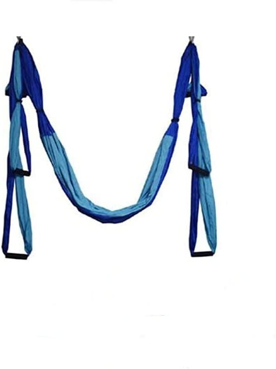 QueenLine Full Set 6 Handles Anti-Gravity Aerial Yoga Ceiling Hammock Flying Swing Trapeze Yoga Inversion Device Home Gym Hanging Belt Sky Blue with Blue China