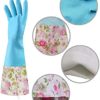 Reusable Dishwashing Gloves,Kitchen Latex Cleaning Gloves, Rubber Waterproof Dishwashing Long Gloves Large 2 Pairs, Flock Lining and Non-Slip Swirl Grip - Image 3