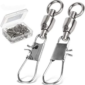 AMYSPORTS Fishing Swivels with Interlock Snap Ball Bearing Swivels Fishing Snap Swivels Saltwater Freshwater Fishing Tackle Leader Lure Jigs Line Fishing Connector