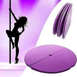 Pole Dance Crash Mat, Portable Fitness Pole Dancing Safety Mat Round 120cm Thickness 10cm Made for Pole,Foldable Yoga Exercise Safety Dancing Cushion Steel Pipe Crash Mat