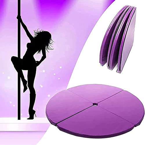Pole Dance Crash Mat, Portable Fitness Pole Dancing Safety Mat Round 120cm Thickness 10cm Made for Pole,Foldable Yoga Exercise Safety Dancing Cushion Steel Pipe Crash Mat