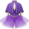 zdhoor Kids Girls Circus Trapeze Costume Halloween Party Performance Tutu Leotard Dress with Cape Arm Sleeves Set - Image 2
