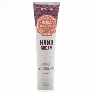 Organic SCA Moisturizing Hand Cream with Shea Butter – Anti Aging, Non-Greasy Formula for Dry Cracked Hands / Sensitive Skin Lotion (3.4 oz/100ml)