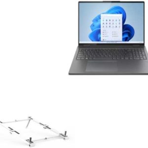 BoxWave Stand and Mount Compatible with Lenovo Yoga 7i (16 in - 82UF) (Stand and Mount by BoxWave) - Pocket Aluminum Stand 3-in-1, Portable, Multi Angle Viewing Stand - Metallic Silver