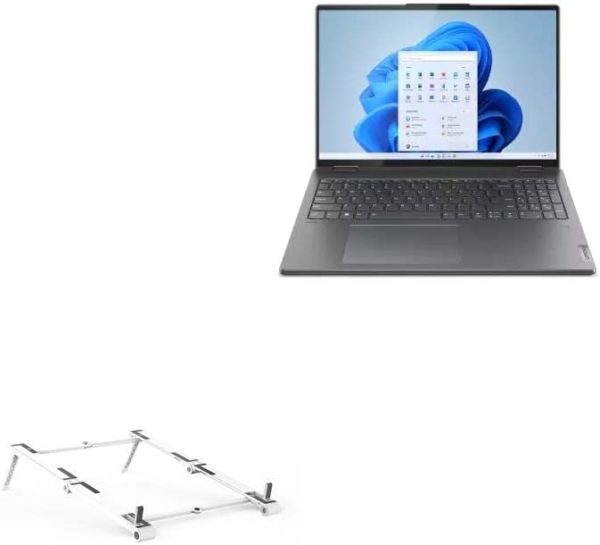 BoxWave Stand and Mount Compatible with Lenovo Yoga 7i (16 in - 82UF) (Stand and Mount by BoxWave) - Pocket Aluminum Stand 3-in-1, Portable, Multi Angle Viewing Stand - Metallic Silver