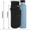 Nuovoware Water Bottle Carrier Bag, Bottle Pouch Holder, Adjustable Shoulder Hand Strap 2 Pocket Sling Neoprene Sleeve Sports Water Bottle Accessories for Men/Women Hiking Travelling Camping, Black - Image 4