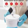 Silicone Oven Mitts and Extra Long Pot Holders Set-TREBLEWIND Oven Gloves Heat Resistant to 500℉,Kitchen Cooking Gloves Non-Slip Grip Textured Silicon Mitt,Light Blue - Image 4