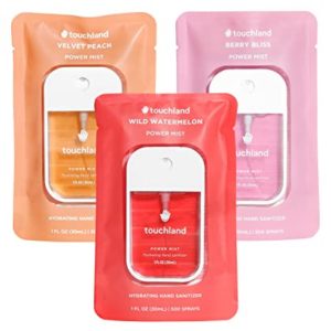 Touchland Power Mist Hydrating Hand Sanitizer JUICY 3-PACK | Watermelon, Peach, Berry | 500-Sprays each, 1 FL OZ (Set of 3)