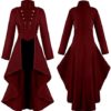 Renaissance Steampunk Tailcoat Halloween Costumes for Women, Victorian Medieval Pirate Vampire Gothic Jacket Coat - Image 3