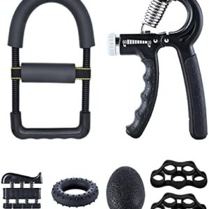 XonyiCos Hand Grip Strengthener kit（7 Pack）, Forearm Workout Trainer Adjustable Hand Grip Exercise,Finger Strength Exerciser, Finger Stretcher, Grip Ring & Stress Relief Grip Ball for Finger Rehab