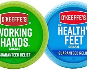 O'Keeffe's Working Hands Hand Cream, 3.4 Ounce Jar and Healthy Feet Foot Cream, 3.2 Ounce Jar