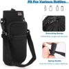 Nuovoware Water Bottle Carrier Bag, Bottle Pouch Holder, Adjustable Shoulder Hand Strap 2 Pocket Sling Neoprene Sleeve Sports Water Bottle Accessories for Men/Women Hiking Travelling Camping, Black - Image 5